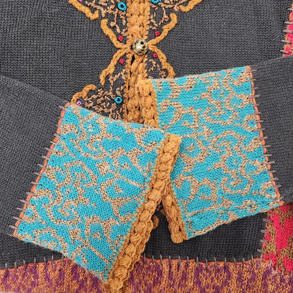 Coldwater Creek Embroidered Tapestry Cardigan Jacket Boho - Picture 9 of 11